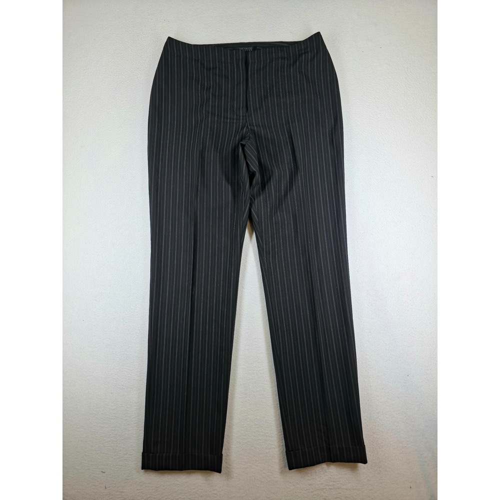 The Limited Stretch Womens Pinstripe Dress Pants Black Gray Cuffed Straight 8
